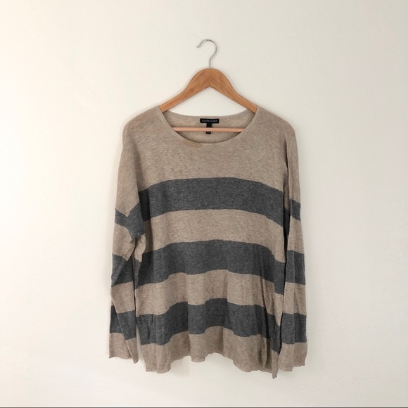 Eileen Fisher Tops - Eileen Fisher Tan Grey Striped Knit Top